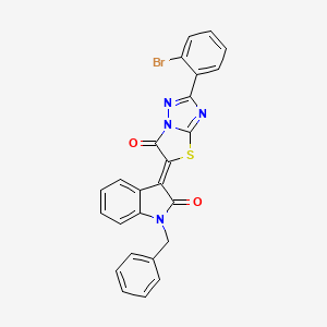 (3Z)-1-benzyl-3-[2-(2-bromophenyl)-6-oxo[1,3]thiazolo[3,2-b][1,2,4]triazol-5(6H)-ylidene]-1,3-dihydro-2H-indol-2-one