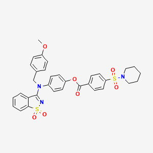 molecular formula C33H31N3O7S2 B15029594 4-[(1,1-Dioxido-1,2-benzothiazol-3-yl)(4-methoxybenzyl)amino]phenyl 4-(piperidin-1-ylsulfonyl)benzoate 