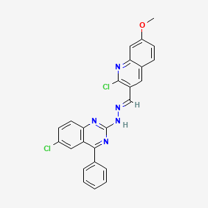 6-chloro-2-{(2E)-2-[(2-chloro-7-methoxyquinolin-3-yl)methylidene]hydrazinyl}-4-phenylquinazoline