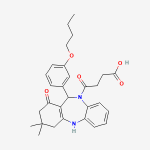 molecular formula C29H34N2O5 B15029623 4-[11-(3-butoxyphenyl)-1-hydroxy-3,3-dimethyl-2,3,4,11-tetrahydro-10H-dibenzo[b,e][1,4]diazepin-10-yl]-4-oxobutanoic acid 