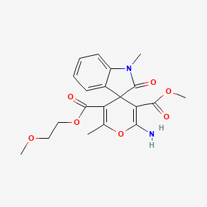 molecular formula C20H22N2O7 B15029643 5'-(2-Methoxyethyl) 3'-methyl 2'-amino-1,6'-dimethyl-2-oxo-1,2-dihydrospiro[indole-3,4'-pyran]-3',5'-dicarboxylate 