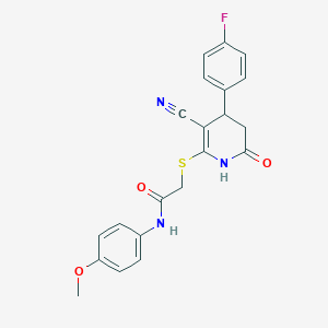 2-{[3-cyano-4-(4-fluorophenyl)-6-oxo-1,4,5,6-tetrahydropyridin-2-yl]sulfanyl}-N-(4-methoxyphenyl)acetamide