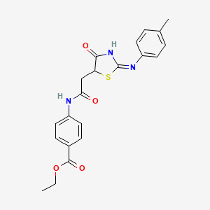 ethyl 4-[({(2E)-2-[(4-methylphenyl)imino]-4-oxo-1,3-thiazolidin-5-yl}acetyl)amino]benzoate