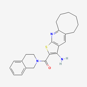 molecular formula C23H25N3OS B15029740 (3-Amino-5,6,7,8,9,10-hexahydrocycloocta[B]thieno[3,2-E]pyridin-2-YL)[3,4-dihydro-2(1H)-isoquinolinyl]methanone 