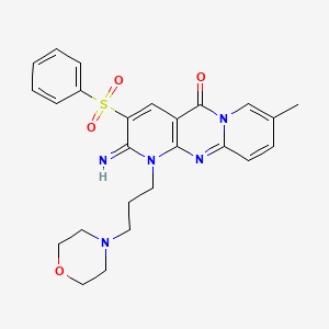 5-(benzenesulfonyl)-6-imino-13-methyl-7-(3-morpholin-4-ylpropyl)-1,7,9-triazatricyclo[8.4.0.03,8]tetradeca-3(8),4,9,11,13-pentaen-2-one