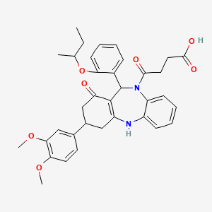 molecular formula C35H38N2O7 B15029804 4-{11-[2-(butan-2-yloxy)phenyl]-3-(3,4-dimethoxyphenyl)-1-hydroxy-2,3,4,11-tetrahydro-10H-dibenzo[b,e][1,4]diazepin-10-yl}-4-oxobutanoic acid 