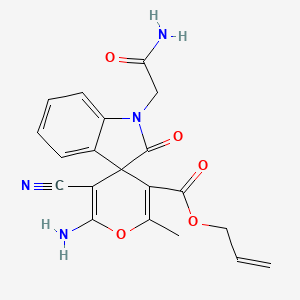 Prop-2-en-1-yl 6'-amino-1-(2-amino-2-oxoethyl)-5'-cyano-2'-methyl-2-oxo-1,2-dihydrospiro[indole-3,4'-pyran]-3'-carboxylate