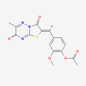 molecular formula C16H13N3O5S B15029819 2-methoxy-4-[(Z)-(6-methyl-3,7-dioxo-7H-[1,3]thiazolo[3,2-b][1,2,4]triazin-2(3H)-ylidene)methyl]phenyl acetate 