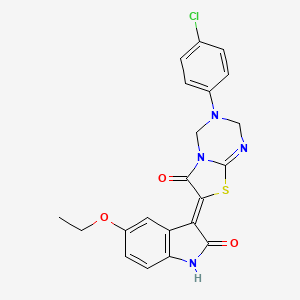 molecular formula C21H17ClN4O3S B15029828 (7Z)-3-(4-chlorophenyl)-7-(5-ethoxy-2-oxo-1,2-dihydro-3H-indol-3-ylidene)-3,4-dihydro-2H-[1,3]thiazolo[3,2-a][1,3,5]triazin-6(7H)-one 