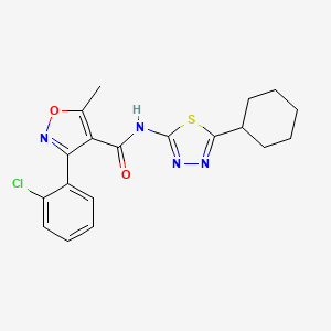 3-(2-chlorophenyl)-N-(5-cyclohexyl-1,3,4-thiadiazol-2-yl)-5-methyl-1,2-oxazole-4-carboxamide