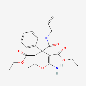 molecular formula C22H24N2O6 B15029869 Diethyl 2'-amino-6'-methyl-2-oxo-1-(prop-2-en-1-yl)-1,2-dihydrospiro[indole-3,4'-pyran]-3',5'-dicarboxylate 