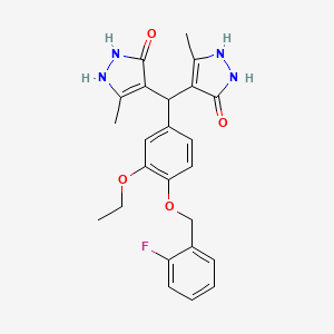 4,4'-({3-ethoxy-4-[(2-fluorobenzyl)oxy]phenyl}methanediyl)bis(3-methyl-1H-pyrazol-5-ol)