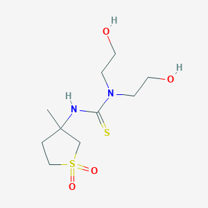 molecular formula C10H20N2O4S2 B15029897 3-({[Bis(2-hydroxyethyl)amino]thioxomethyl}amino)-3-methylthiolane-1,1-dione 