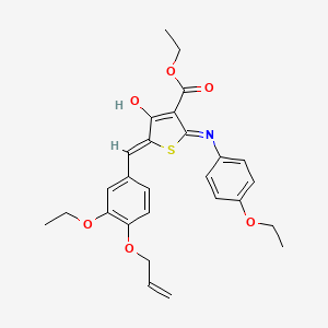 ethyl (5Z)-2-(4-ethoxyanilino)-5-[(3-ethoxy-4-prop-2-enoxyphenyl)methylidene]-4-oxothiophene-3-carboxylate