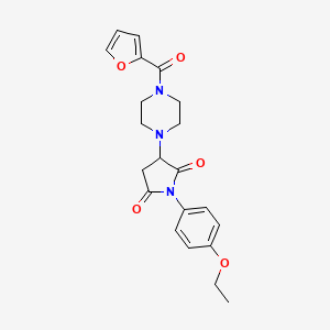 molecular formula C21H23N3O5 B15029922 1-(4-Ethoxyphenyl)-3-[4-(furan-2-ylcarbonyl)piperazin-1-yl]pyrrolidine-2,5-dione 