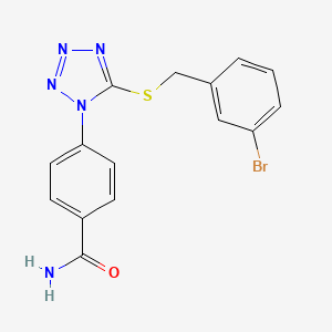 4-{5-[(3-bromobenzyl)sulfanyl]-1H-tetrazol-1-yl}benzamide