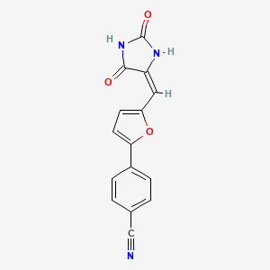 4-{5-[(E)-(2,5-dioxoimidazolidin-4-ylidene)methyl]furan-2-yl}benzonitrile