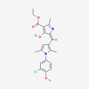 molecular formula C22H23ClN2O4 B15029981 ethyl (5E)-5-{[1-(3-chloro-4-methoxyphenyl)-2,5-dimethyl-1H-pyrrol-3-yl]methylidene}-2-methyl-4-oxo-4,5-dihydro-1H-pyrrole-3-carboxylate 