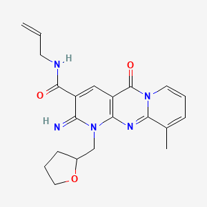 6-imino-11-methyl-2-oxo-7-(oxolan-2-ylmethyl)-N-prop-2-enyl-1,7,9-triazatricyclo[8.4.0.03,8]tetradeca-3(8),4,9,11,13-pentaene-5-carboxamide