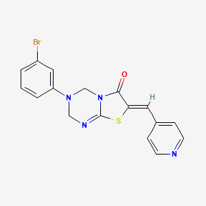 (7Z)-3-(3-bromophenyl)-7-(pyridin-4-ylmethylidene)-3,4-dihydro-2H-[1,3]thiazolo[3,2-a][1,3,5]triazin-6(7H)-one