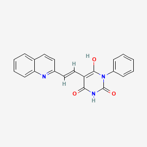 (E)-1-phenyl-5-((Z)-2-(quinolin-2(1H)-ylidene)ethylidene)pyrimidine-2,4,6(1H,3H,5H)-trione