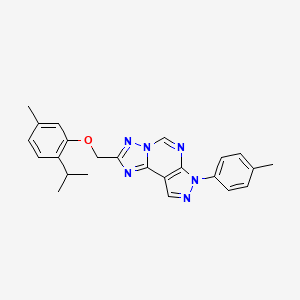 molecular formula C24H24N6O B15030042 2-[(2-isopropyl-5-methylphenoxy)methyl]-7-(4-methylphenyl)-7H-pyrazolo[4,3-e][1,2,4]triazolo[1,5-c]pyrimidine 