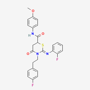 molecular formula C26H23F2N3O3S B15030058 (2Z)-3-[2-(4-fluorophenyl)ethyl]-2-[(2-fluorophenyl)imino]-N-(4-methoxyphenyl)-4-oxo-1,3-thiazinane-6-carboxamide 