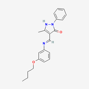 (4E)-4-{[(3-butoxyphenyl)amino]methylidene}-5-methyl-2-phenyl-2,4-dihydro-3H-pyrazol-3-one