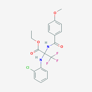 molecular formula C19H18ClF3N2O4 B15030061 ethyl 2-[(2-chlorophenyl)amino]-3,3,3-trifluoro-N-[(4-methoxyphenyl)carbonyl]alaninate 