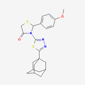 molecular formula C22H25N3O2S2 B15030091 3-[5-(1-Adamantyl)-1,3,4-thiadiazol-2-yl]-2-(4-methoxyphenyl)-1,3-thiazolidin-4-one 