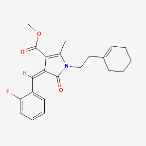 molecular formula C22H24FNO3 B15030096 methyl (4Z)-1-[2-(cyclohex-1-en-1-yl)ethyl]-4-(2-fluorobenzylidene)-2-methyl-5-oxo-4,5-dihydro-1H-pyrrole-3-carboxylate 