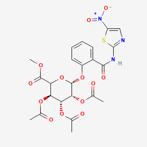 molecular formula C23H23N3O13S B1503010 methyl (3R,4R,5R,6R)-3,4,5-triacetyloxy-6-[2-[(5-nitro-1,3-thiazol-2-yl)carbamoyl]phenoxy]oxane-2-carboxylate 
