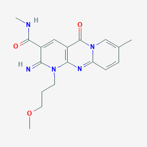 molecular formula C18H21N5O3 B15030117 6-imino-7-(3-methoxypropyl)-N,13-dimethyl-2-oxo-1,7,9-triazatricyclo[8.4.0.03,8]tetradeca-3(8),4,9,11,13-pentaene-5-carboxamide 