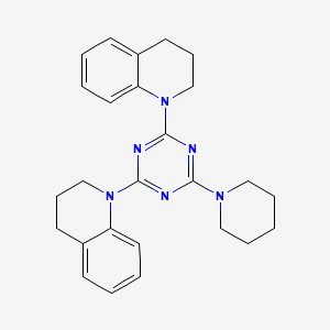 molecular formula C26H30N6 B15030121 4-Piperidyl-2,6-di(1,2,3,4-tetrahydroquinolyl)-1,3,5-triazine 