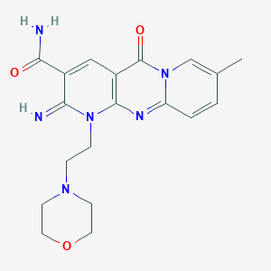 6-Imino-13-methyl-7-[2-(morpholin-4-yl)ethyl]-2-oxo-1,7,9-triazatricyclo[8.4.0.0^{3,8}]tetradeca-3(8),4,9,11,13-pentaene-5-carboxamide