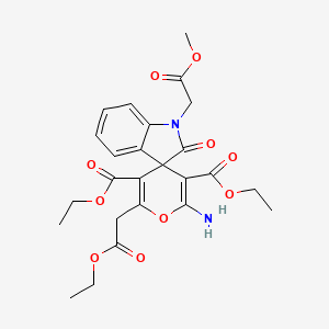 Diethyl 2'-amino-6'-(2-ethoxy-2-oxoethyl)-1-(2-methoxy-2-oxoethyl)-2-oxo-1,2-dihydrospiro[indole-3,4'-pyran]-3',5'-dicarboxylate