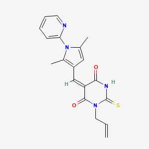 (5E)-5-{[2,5-dimethyl-1-(pyridin-2-yl)-1H-pyrrol-3-yl]methylidene}-1-(prop-2-en-1-yl)-2-thioxodihydropyrimidine-4,6(1H,5H)-dione