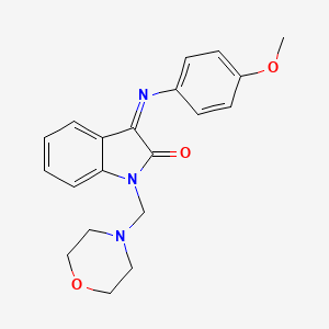 (3Z)-3-[(4-methoxyphenyl)imino]-1-(morpholin-4-ylmethyl)-1,3-dihydro-2H-indol-2-one