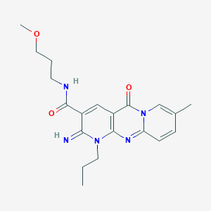 molecular formula C20H25N5O3 B15030274 6-imino-N-(3-methoxypropyl)-13-methyl-2-oxo-7-propyl-1,7,9-triazatricyclo[8.4.0.0^{3,8}]tetradeca-3(8),4,9,11,13-pentaene-5-carboxamide 