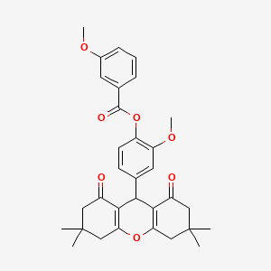 2-methoxy-4-(3,3,6,6-tetramethyl-1,8-dioxo-2,3,4,5,6,7,8,9-octahydro-1H-xanthen-9-yl)phenyl 3-methoxybenzoate