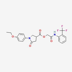 molecular formula C22H21F3N2O5 B15030315 2-Oxo-2-{[2-(trifluoromethyl)phenyl]amino}ethyl 1-(4-ethoxyphenyl)-5-oxopyrrolidine-3-carboxylate 