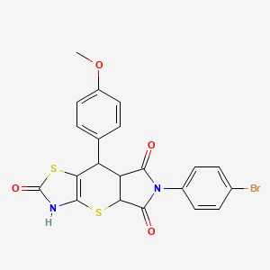 11-(4-bromophenyl)-8-(4-methoxyphenyl)-2,6-dithia-4,11-diazatricyclo[7.3.0.03,7]dodec-3(7)-ene-5,10,12-trione