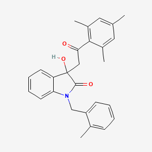 molecular formula C27H27NO3 B15030358 3-hydroxy-1-(2-methylbenzyl)-3-[2-oxo-2-(2,4,6-trimethylphenyl)ethyl]-1,3-dihydro-2H-indol-2-one 