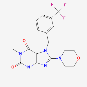 molecular formula C19H20F3N5O3 B15030379 1,3-dimethyl-8-(morpholin-4-yl)-7-[3-(trifluoromethyl)benzyl]-3,7-dihydro-1H-purine-2,6-dione 