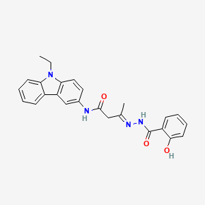 molecular formula C25H24N4O3 B15030386 (3E)-N-(9-ethyl-9H-carbazol-3-yl)-3-{2-[(2-hydroxyphenyl)carbonyl]hydrazinylidene}butanamide 