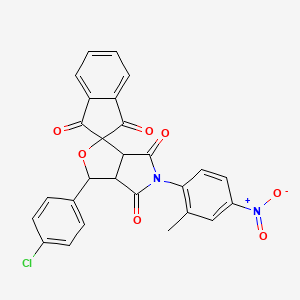 molecular formula C27H17ClN2O7 B15030393 3-(4-chlorophenyl)-5-(2-methyl-4-nitrophenyl)-3a,6a-dihydrospiro[furo[3,4-c]pyrrole-1,2'-indene]-1',3',4,6(3H,5H)-tetrone 