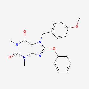 molecular formula C21H20N4O4 B15030396 7-(4-methoxybenzyl)-1,3-dimethyl-8-phenoxy-3,7-dihydro-1H-purine-2,6-dione 