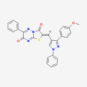 (2Z)-2-{[3-(4-methoxyphenyl)-1-phenyl-1H-pyrazol-4-yl]methylidene}-6-phenyl-7H-[1,3]thiazolo[3,2-b][1,2,4]triazine-3,7(2H)-dione