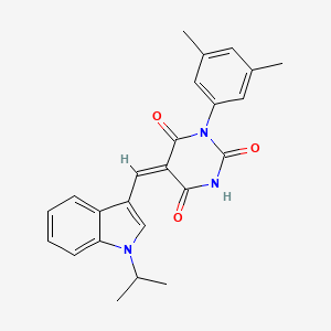 molecular formula C24H23N3O3 B15030436 (5E)-1-(3,5-dimethylphenyl)-5-{[1-(propan-2-yl)-1H-indol-3-yl]methylidene}pyrimidine-2,4,6(1H,3H,5H)-trione 