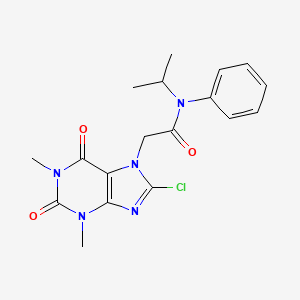 2-(8-chloro-1,3-dimethyl-2,6-dioxo-1,2,3,6-tetrahydro-7H-purin-7-yl)-N-phenyl-N-(propan-2-yl)acetamide